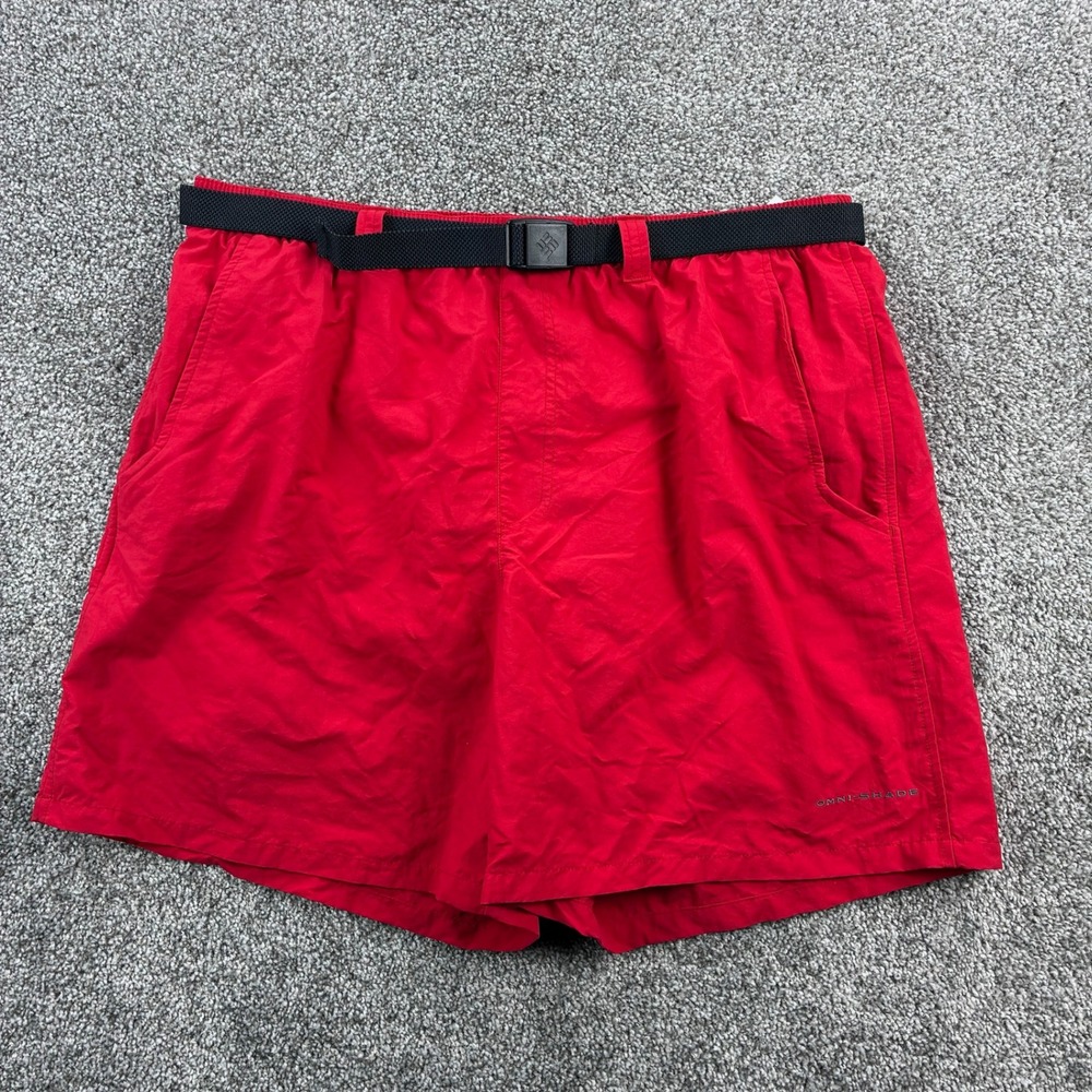 Columbia PFG Belted‎ Shorts Mens Large Red Omni-Shade Quick Dry Fishing Active